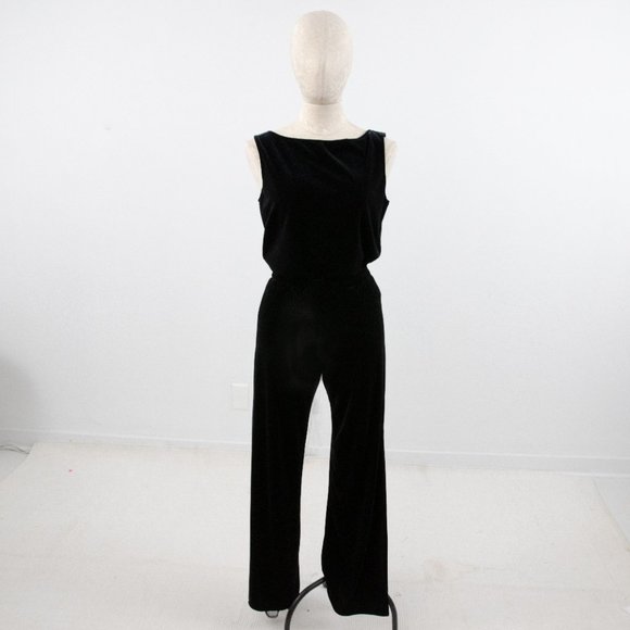 Vintage 90s M Velvet 2-Piece Set Pants Top Black - Picture 5 of 15